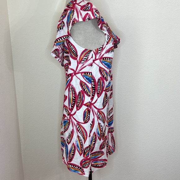 J Crew One Shoulder Dress White Pink Tropical Leaf Print Small - Picture 7 of 14